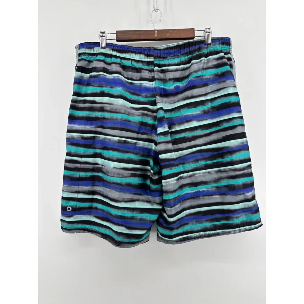 Nike Swim Board Shorts Mens Large Multicolor Striped Drawstring Beach Trunks